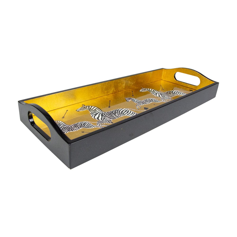 Zebras Gold Lacquer Tray