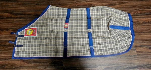 Custom Baker Blanket, Size 66, Navy Trim, Pink Piping, Nylon Lined Shoulders, Straight Surcingles