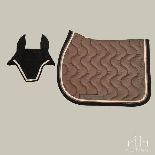 Saddle Pad - wavy – taupe / black / cream spaced