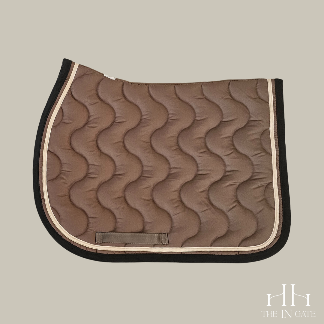 Saddle Pad - wavy – taupe / black / cream spaced