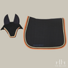 Saddle Pad - American -  navy / orange / gold patent leather spaced