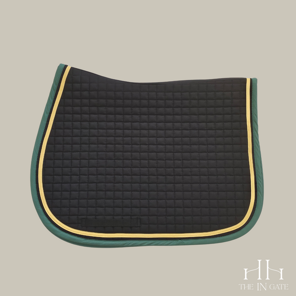 Saddle Pad - American – black / green / gold spaced