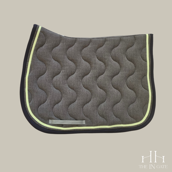 Saddle Pad - wavy - light heather grey / navy/ anis spaced