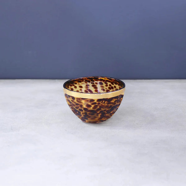 Tortoise and Gold 8" Glass Bowl