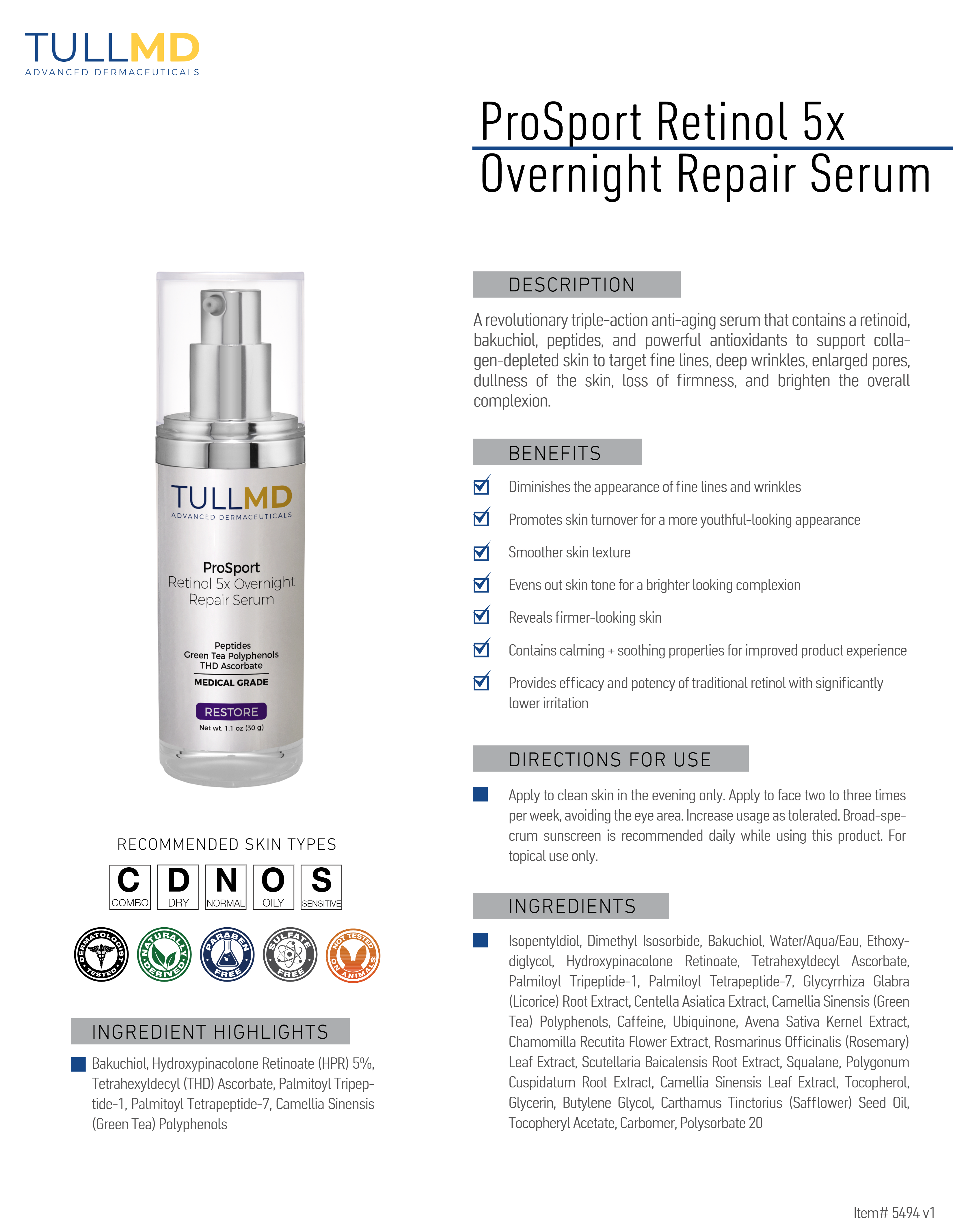 ProSport Retinol 5x Overnight Repair Serum