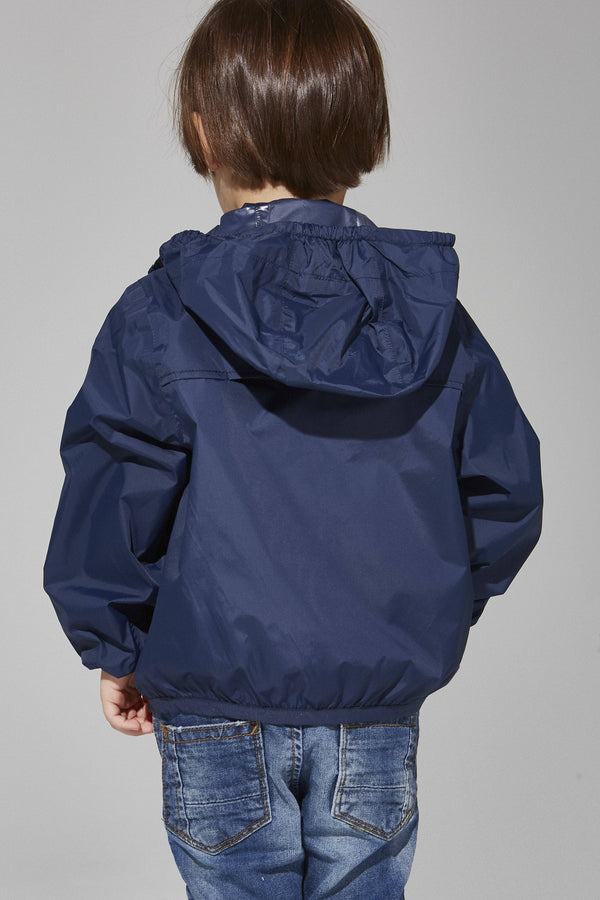 Kid's Full Zip Packable Rain Jacket and Windbreaker: Navy