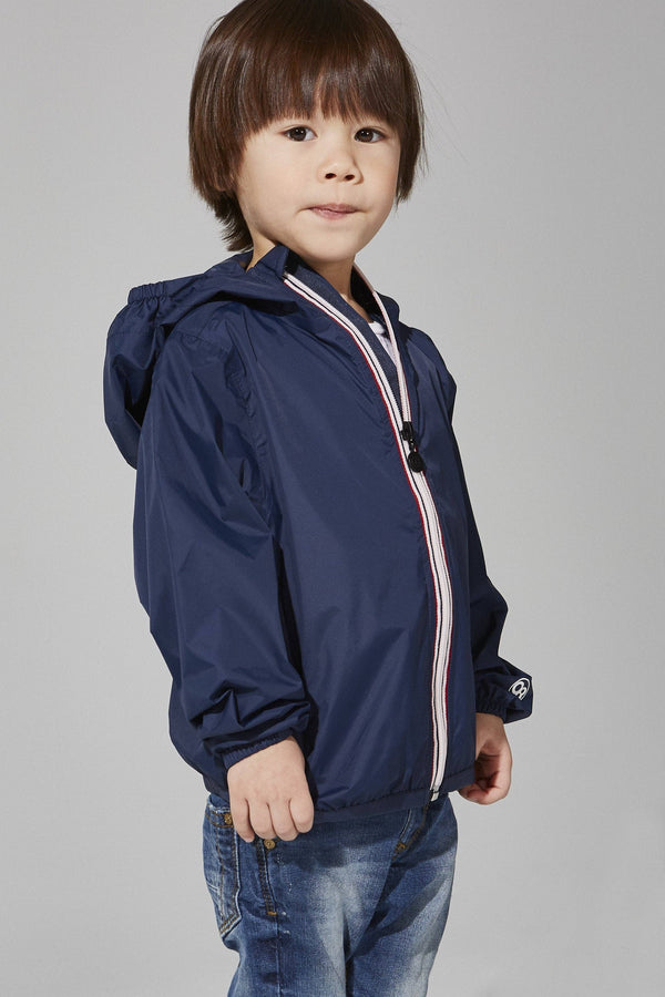 Kid's Full Zip Packable Rain Jacket and Windbreaker: Navy