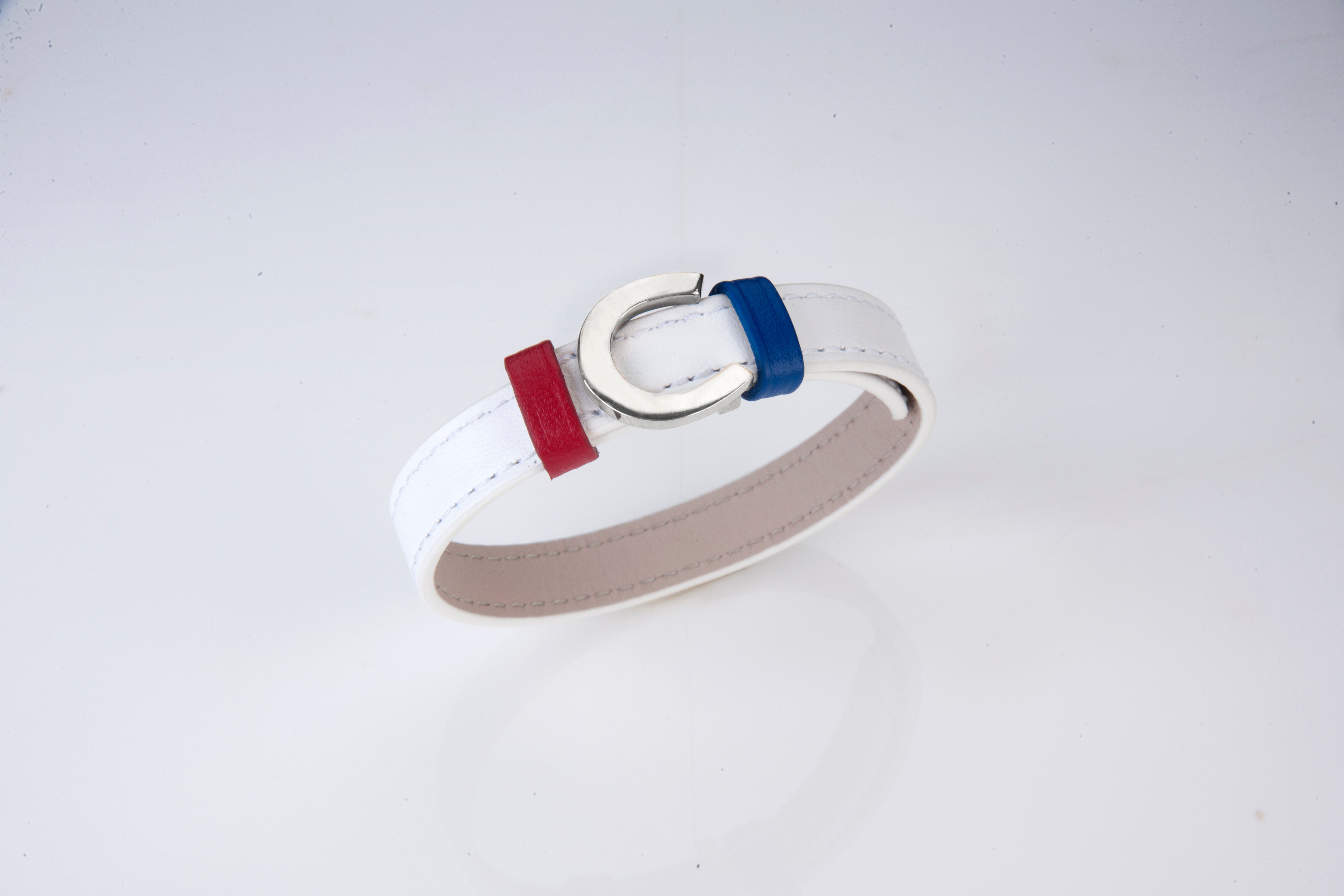 Go USA! Sterling Silver Horseshoe and Leather Bracelet