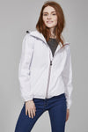 Women's White Full Zip Packable Rain Jacket and Windbreaker