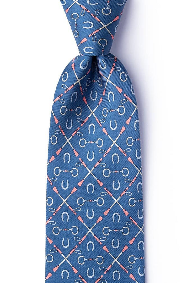 Cream of the Crop Horse Derby Tie - Blue Silk