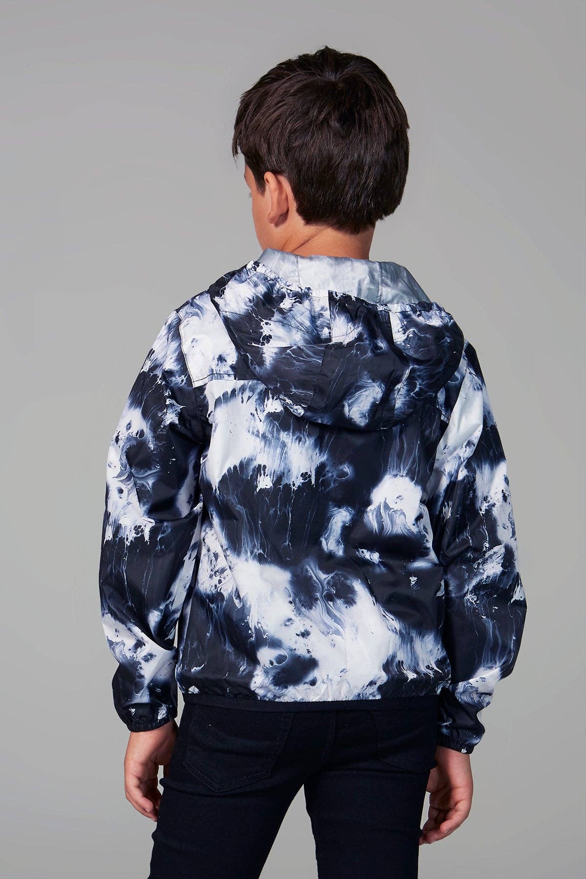 Kid's Full Zip Packable Rain Jacket and Windbreaker: Oil Print