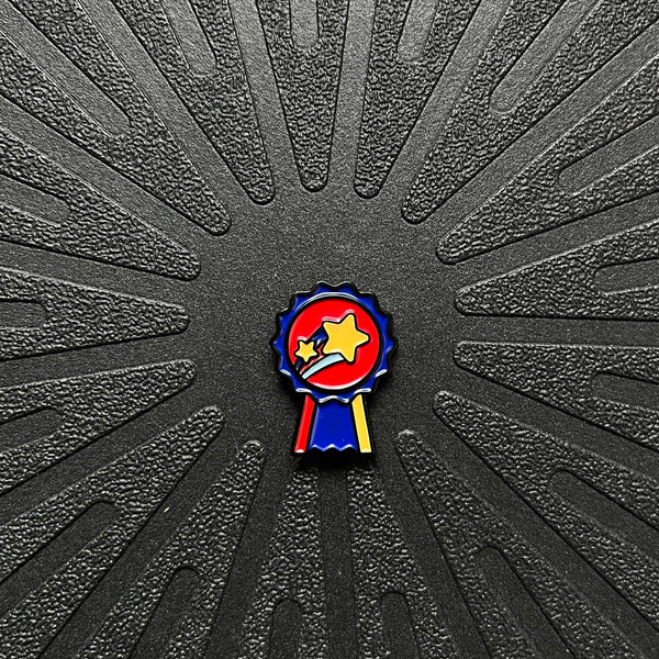 pinsnickety champion horse show number pin on a black background