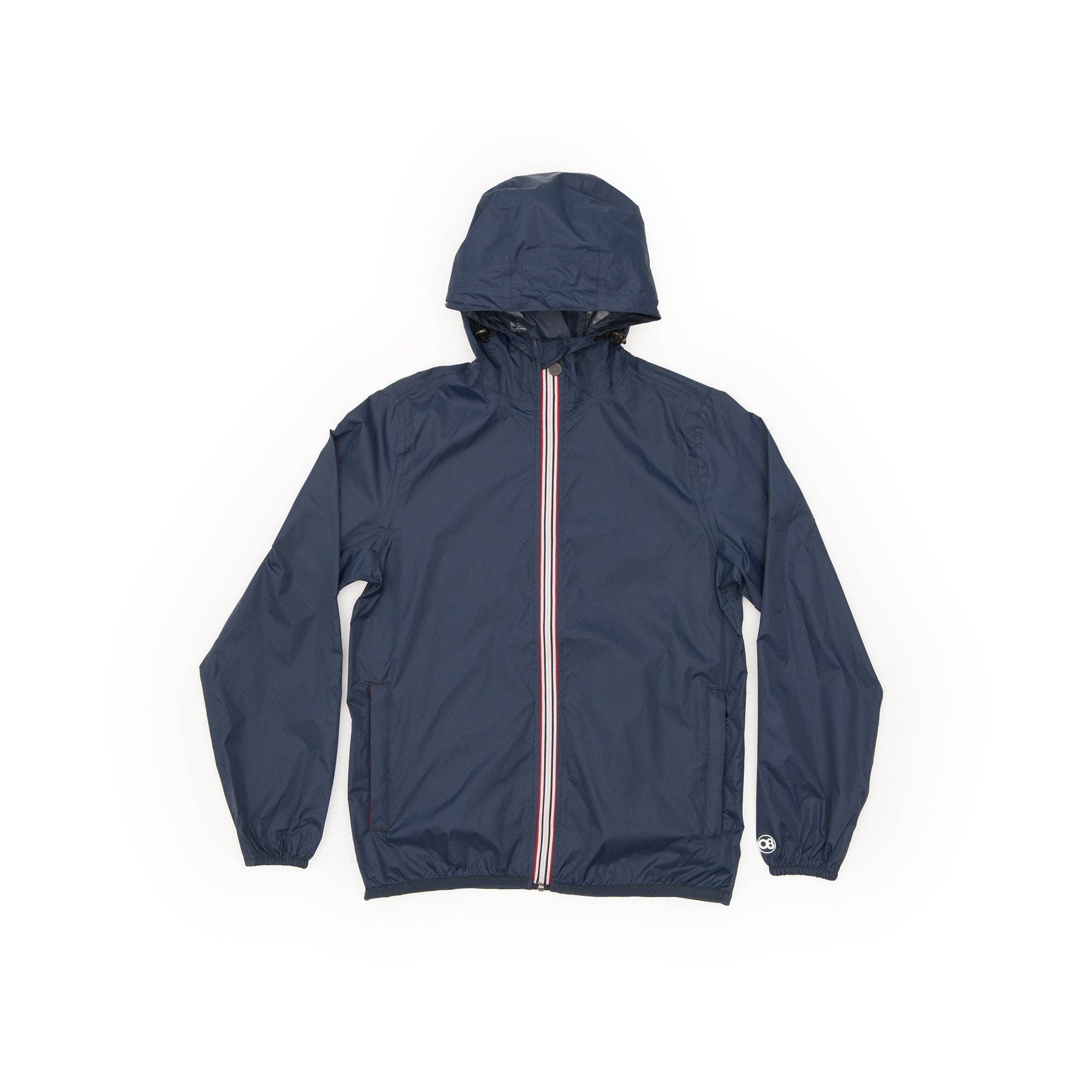 Men's Full Zip Packable Rain Jacket and Windbreaker: Navy