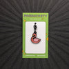 pinsnickety flamingo braid and bridle charm on a black background