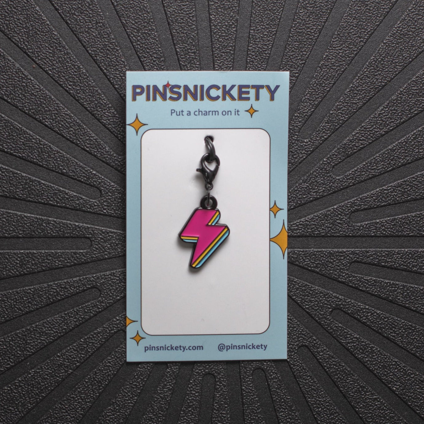 Pinsnickety lightning bolt bonnet bridle braid charm on a card