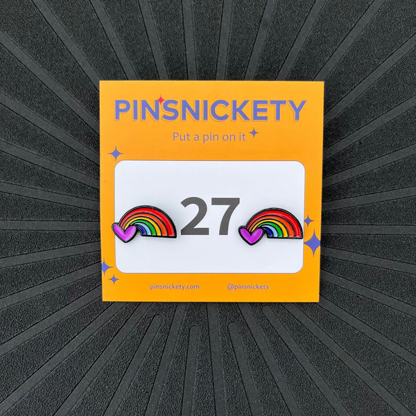 Pinsnickety Rainbow horse show number pins on their product packaging card